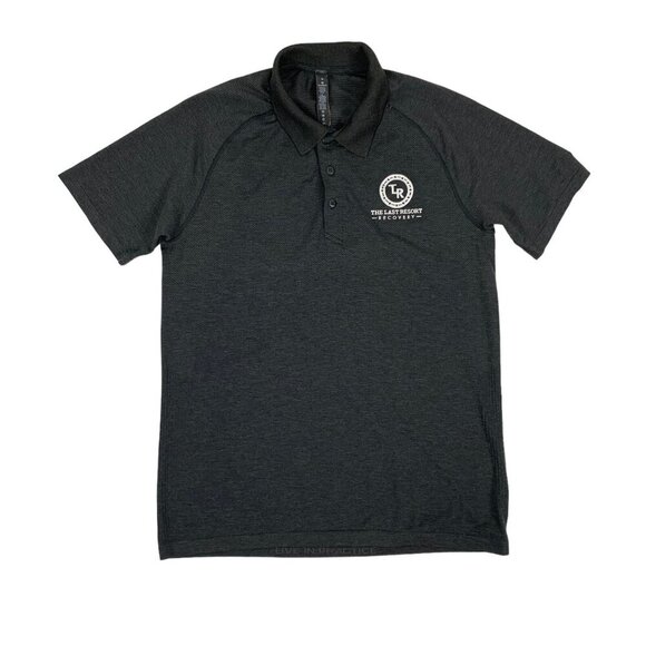 Lululemon Polo Shirt Medium Gray Logo Athletic Recovery - Picture 1 of 5